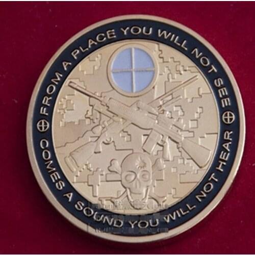 5 pcs The sniper American Miliatry soldier theme coins gold plated badge 40 mm souvenir collectible decoration coin