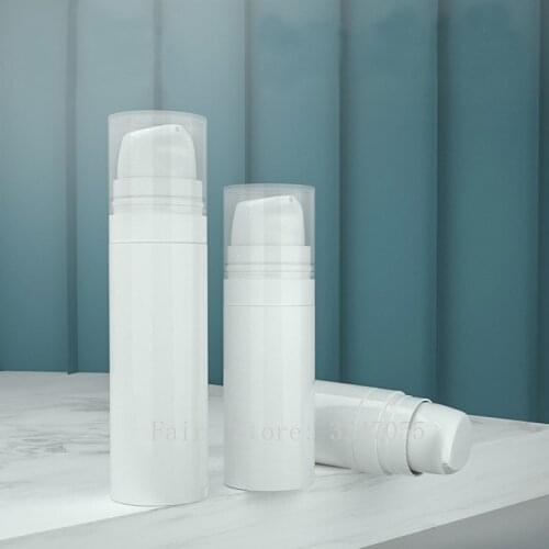 5ml10ml15ml 10/30/50pcs Empty White PP Plastic Cosmetic Lotion Airless Bottle, Portable DIY Elegant Essence Refillable Container