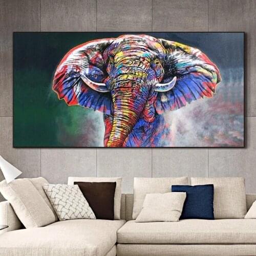 Abstract Colorful African Elephants Canvas Paintings on The Wall Art Posters and Prints Graffiti Art Pictures Kids Room Decor