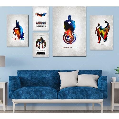 Marvel Avengers Abstract Watercolor oil Poster Superheroes Canvas Painting Spiderman Hulk Wall Art Print Home Decor Wall Decor