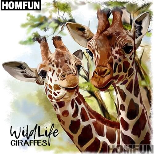 HOMFUN Full Square/Round Drill 5D DIY Diamond Painting "Animal giraffe" 3D Embroidery Cross Stitch 5D Home Decor Gift A00961