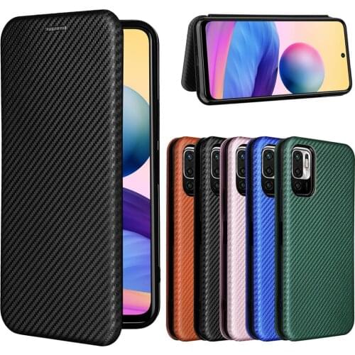 For Xiaomi Redmi Note 10 JE Case Luxury Flip Carbon Fiber Skin Magnetic Adsorption Case For Redmi Note 10JE Note10 Phone Bags