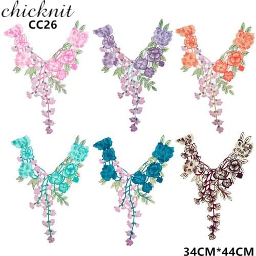 CHICKNIT Multiple colors embroidered flower neck lace collar for sewing diy garment accessories CC26