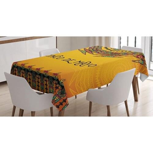 Design Mexican Tablecloth 5th May Celebration Historical National Aztec Holiday Cinco de Mayo Art Custom Table Cover
