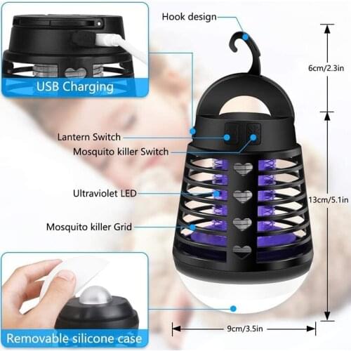 2 in 1 Electronic Mosquito Repellent Lamp LED Waterproof Repeller Killer Light Traps Camping Lantern @LS