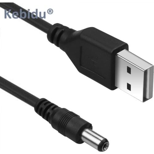 Kebidu 1pcs USB Port To 5.5 x 2.1mm 5V DC Barrel Jack Power Cable Connector Black High Quality