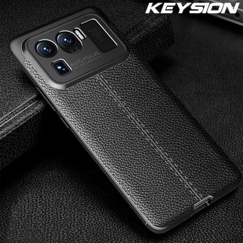 KEYSION Shockproof Case for Xiaomi Mi 11 Ultra 5G Mi 11 Pro leather texture soft silicone Phone Back Cover for Xiaomi Mi 11 Lite
