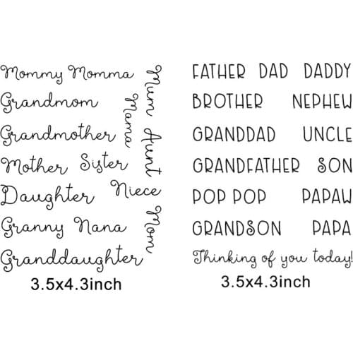 Creative Font Family Title Father Mom Transparent Clear Silicone Stamp/seal for Diy Scrapbooking Decor Cards Paper Card Making