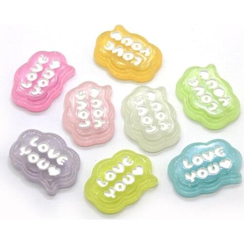 Resin Cute Kawaii Glow In Dark Miniature Cloud with LOVE YOU Letter Flat back Cabochons for Hair Bow Center Scrapbooki