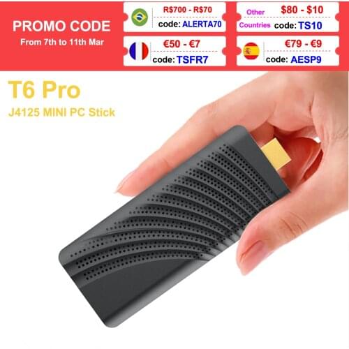 WooYi T6 pro MINI PC stick Intel Celeron J4125 Quad Core 6GB 128GB 4K TV stick Windows 10 Pro Mini Computer HDMI 5G WiFi LAN