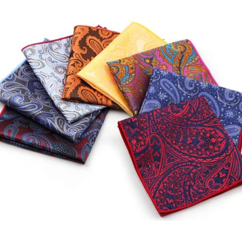 Mens Handkerchief Paisley Polyester Scarves Vintage Fabric Business Pocket Squares Hanky