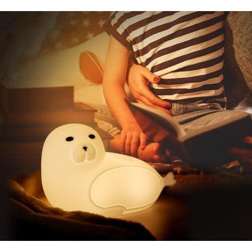Whale Sea lion Night Light Cute Cartoons 7-color Conversion bedside lamp usb charging Creativity Gift Pat the night light