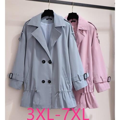 New autumn winter plus size jacket for women large casual loose long sleeve lapel long coats pink blue 3XL 4XL 5XL 6XL 7XL