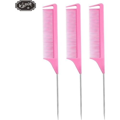 Hair salon Barber profession haircut dyeing hair cutting hair comb Steel tip tail comb woman Pink hair comb