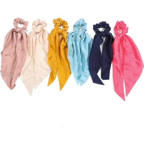 Summer Style Multicolor Women Headwear Turban DIY Bow Streamers Hair Scrunchies Hair Ribbons Ties Horsetail Ties Solid Head Wrap