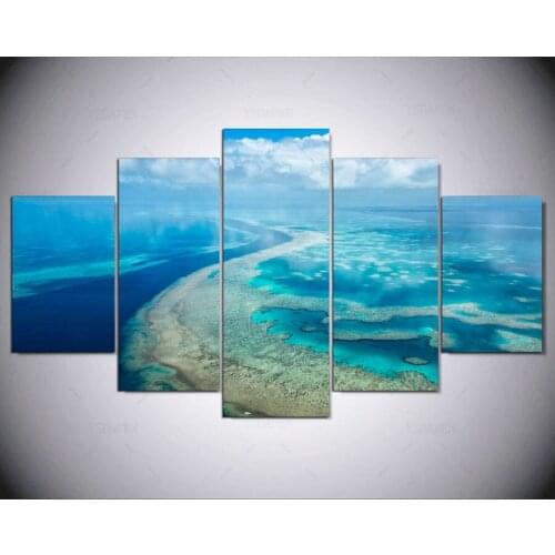 Modern Interieur Modulaire Canvas HD Gedrukt 5 Stuks blauwe Hemel Oceaan Wolken Wave Zeegezicht Schilderen Room Wall Art ny-1306