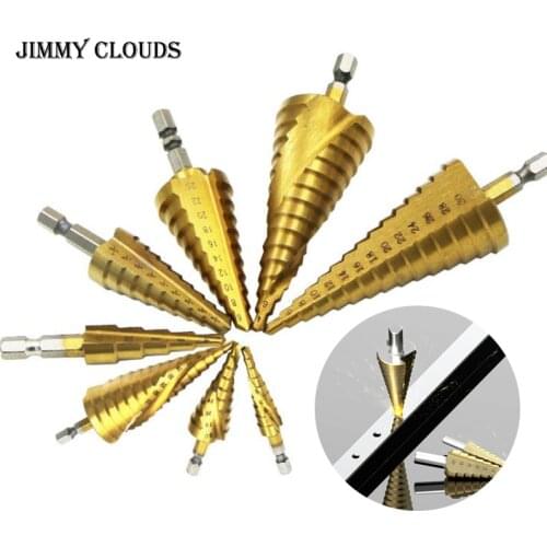 HSS Spiral Grooved center drill bit set cone hole cutter Taper metric 3pc 4 -12/20 /32mm 1 / 4 "titanium coated metal hex core