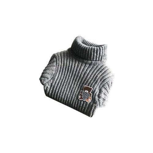 Baby Boy Sweater Cartoon Bear Embroidery Girls Knit Sweaters Thicken Turtleneck for Boys Warm Autumn Winter Unisex Child Clothes