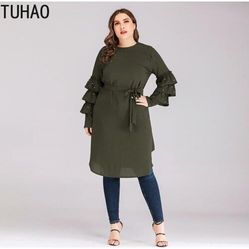 TUHAO Muslim Shirts for Mother Womens Summer Blouse 2020 Spring Casual Blusas Female Tops Plus Size 5XL 4XL 3XL Woman Tops WM63