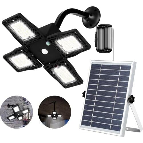 Solar Outdoor Light Motion Sensor Four-Head 80 LEDs 3 Lighting Modes 8000mAh Rechargeable LED Wall Lights 110Degreess Adjustable