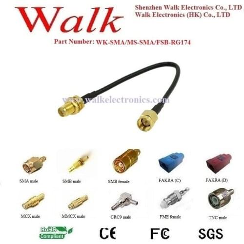 RF cable assembly / Jumper cable / interface cable: SMA male straight to SMA female straight with rg174 cable