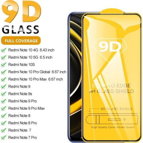 9D Protective Glass For Xiaomi Redmi Note 10 9 Pro Max Screen Protector For Redmi Note 7 8 Pro 9s 10s Note 10 9 8 Tempered Glass