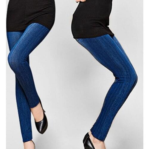 Women High Waist Multi Pockets Elastic Shaping Jeans Denim Pants Tights Daily Wear Leggings Polyester Ankle-length Seamless