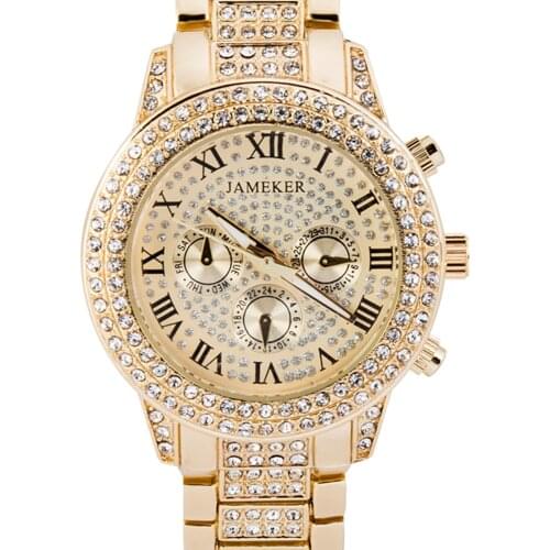 JAMEKER 2021 Ladies WristWatches Dress Gold Watch Women Crystal Diamond Watches Stainless Steel Golden Clock Women Montre Femme