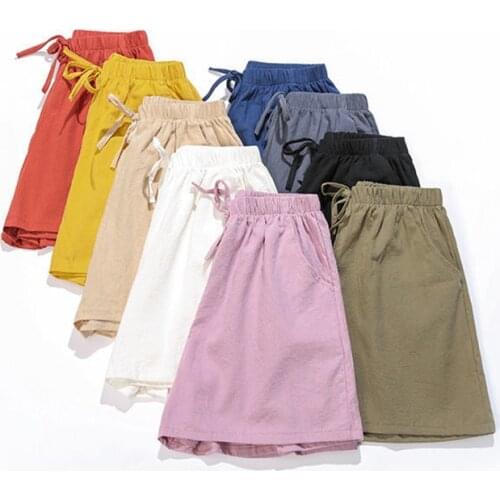 Women Shorts Summer Casual Solid Drawstring shorts high waist loose shorts for girls Soft Cool female short M-XL