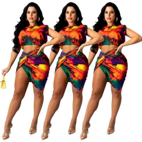 Halter Sexy Crop Top and Mini Skirts Two Piece Rave Festival Matching Set Fashion Outfits Sleeveless Womens Set