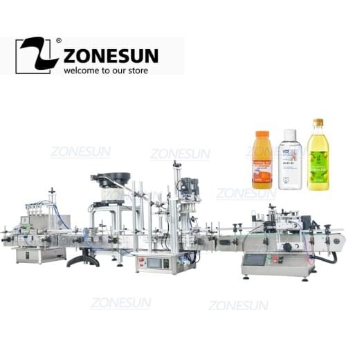 ZONESUN ZS-FAL180C10 Peristaltic Pump Liquid Filling Capping And Labeling Machine Line With Vibratory Bowl