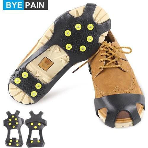 1Pair 10 Studs Crampons Anti-Skid Ice Gripper Spike Winter Climbing Anti-Slip Snow Spikes Grips Cleats Over Shoes Covers Outdoor