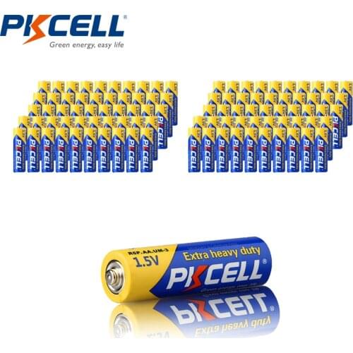 100PCS PKCELL1.5v aa Supper Heavy Duty Zinc Carbon R6P UM3 AA Battery for MP3 camera flash shavers electric toys