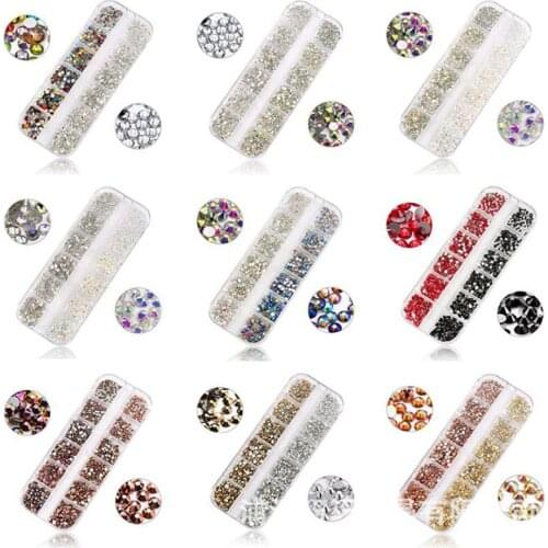 12 Grids Multi-size Crystal Diamonds 3D Nail Art Decorations Gem Stones For Nails Rhinestone Decoration Nail Jewelry