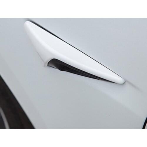 2Pcs Compatible with Tesla-Model 3 X S Carbon Fiber Look Side Fender-Camera Trim Protective Cover Automotive Garnish