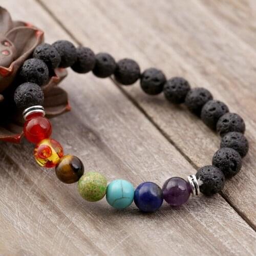 2019 Popular black volcanic stone handmade beaded bracelet yoga bracelet natural stone jewelry