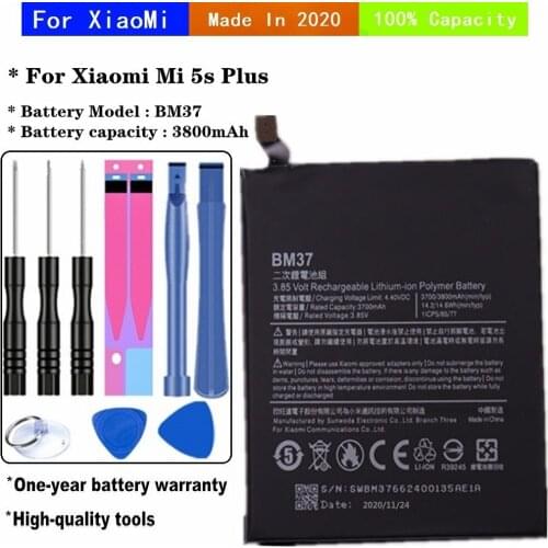 3800mAh BM37 Battery For Xiaomi 5S Plus Mi5S Plus Mobile Phone Battery High Capacity 3800mAh Batteries + Tools