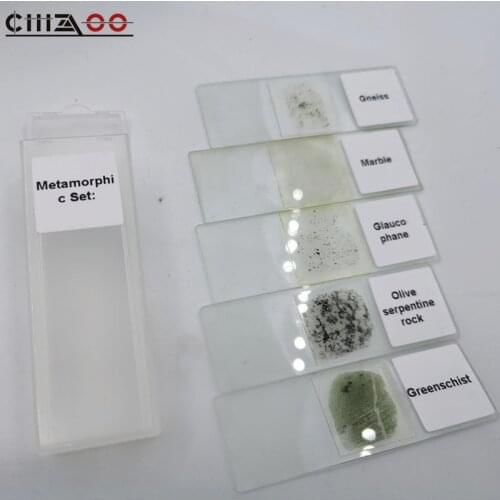 5 Pcs Set Prepared Microscope Rock Slides Mineral Thin Sections