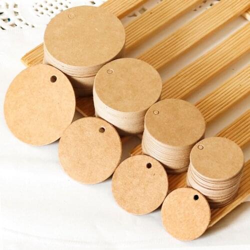 500pcs Round Kraft Gift Tags 3cm 3.5cm 4cm 5cm Blank DIY Hang Tags Retro Sewing Garment Tags Wedding Party Wrapping Labels