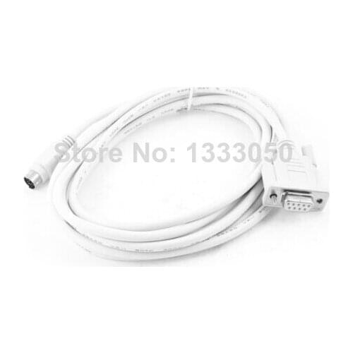 9.8ft RS232 DB9 Female to 8 Pin Din Male PLC Programming Cable White