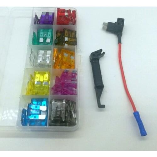 Stanard Blade Car fuse 100pcs 10types assorted box 2A-35A with fuse tap