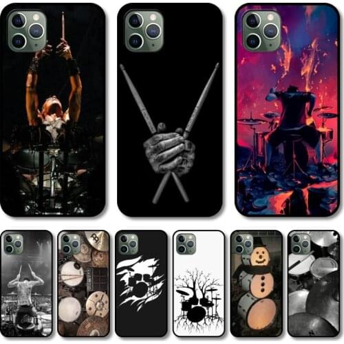 Drums rock Phone Case cover For iphone 12 pro max 11 8 7 6 s XR PLUS X XS SE 2020 mini black cell shell