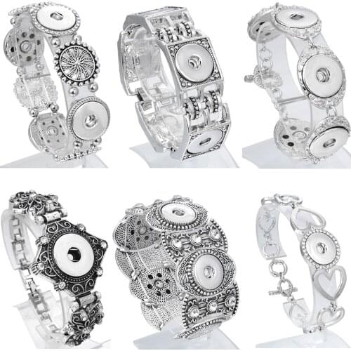 New Snap Jewelry Metal Snap Button Bracelet Bangle Fit 18mm Snap Buttons Jewelry Bracelets DIY Adjustable Chain Bracelet