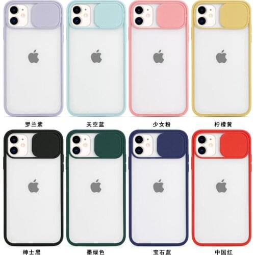 Slide Camera Protect Door Phone Case For iPhone 12 Mini 11 Pro XS Max XR X 7 8 Plus SE 2020 10 Soft TPU + PC Couples Back Cover