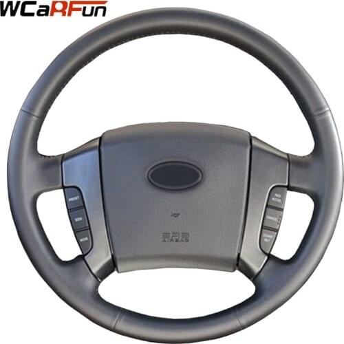 WCaRFun Hand-Stitched Car Steering Cover Black Artificial Leather Car Steering Wheel Cover for Old Kia Sorento 2004-2008