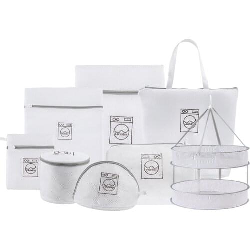 Home Polyester Laundry Bag Set Clothing Machine Washing Bag Foldable Bra Underwear Socks Laundry Bags Clothes Washing Net Basket
