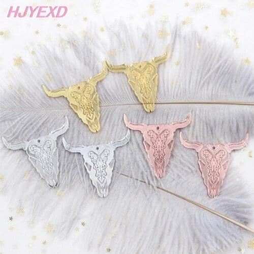 AC1422KO-38mm/50mm Halloween Ornaments Rose Gold & Silver Mirror Laser Cutout Acrylic Bull Skull For Earrings
