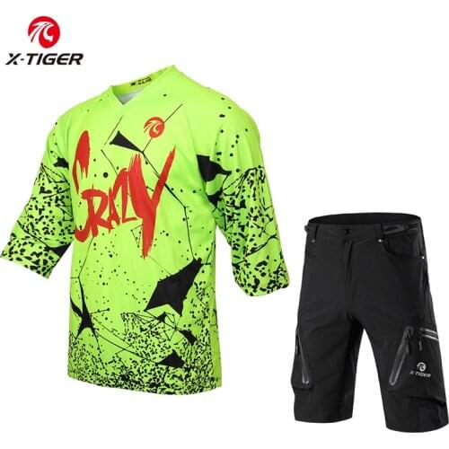 X-Tiger Anti-sweat Middle Sleeve DH Shirt Bike Set Downhill Jerseys Quick-Dry Downhill Shirt Jersey Bicycle Cycling Clothes