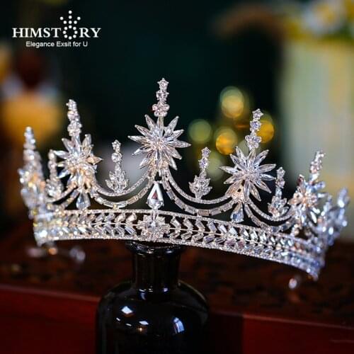 Himstory Luxurious Rhinestone Crystal Wedding Crown Queen Bridal Tiara Women Beauty Pageant Bridal Hair Jewelry Accesso