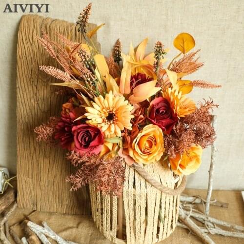 Looking for the Story of Autumn Wedding Bouquet Party Home Decorfake Flower Christmas Decoration Artificial Flowers Plantas Wall